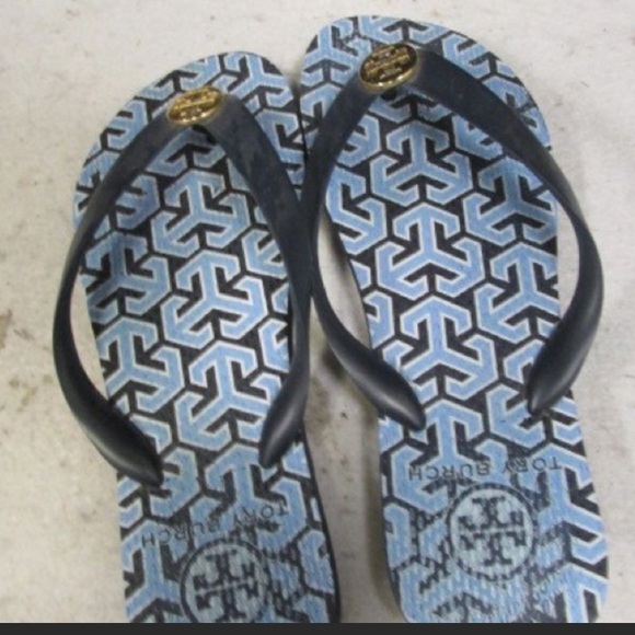 Tory Burch Blue Printed Flip Flops 🎉Host pick - Picture 3 of 4
